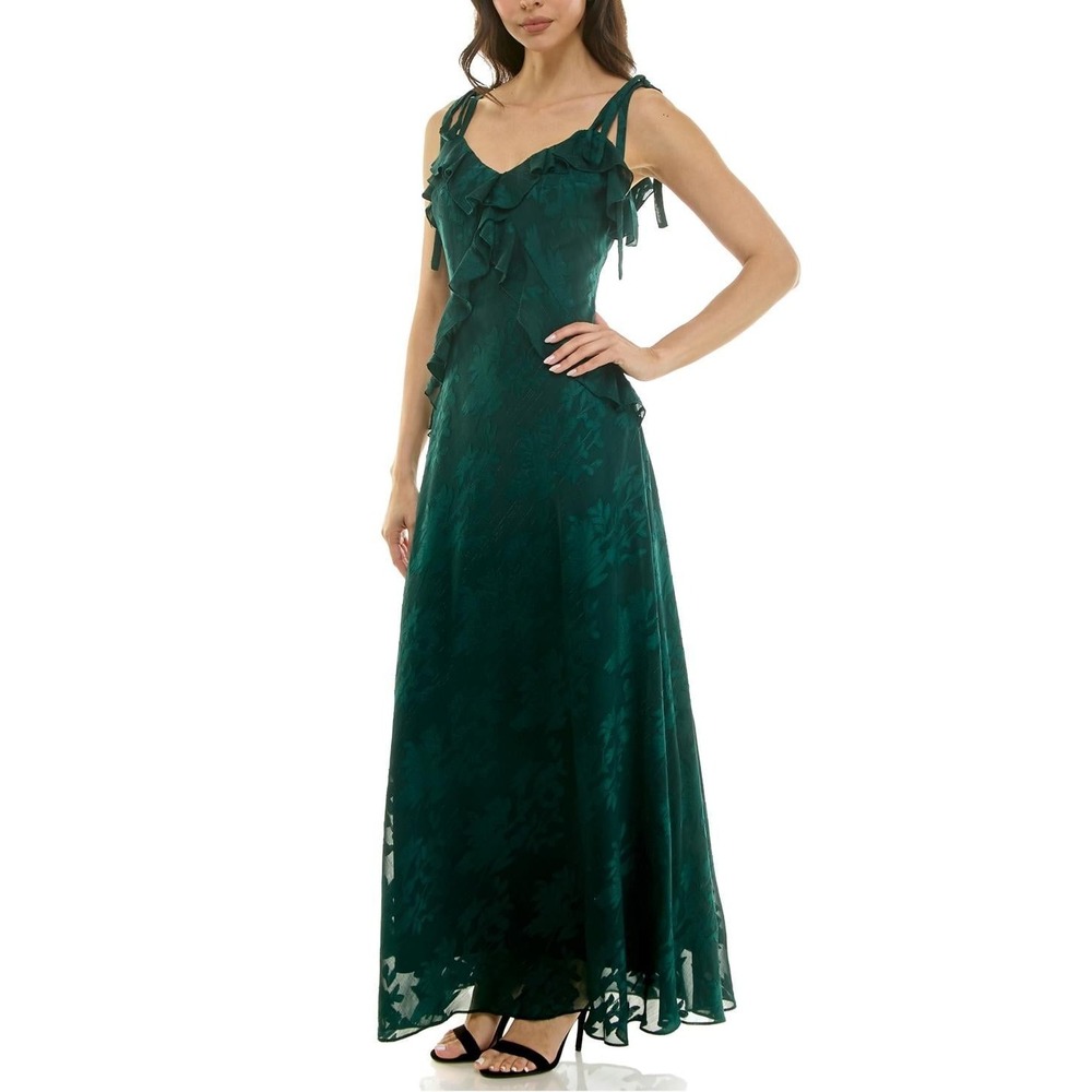 Taylor Green‎ Floral Ruffle Gown Maxi Dress Size 6 Lined